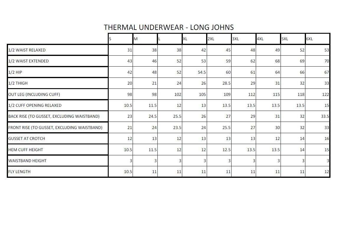 Men`s Thermal Long John Underwear - Black