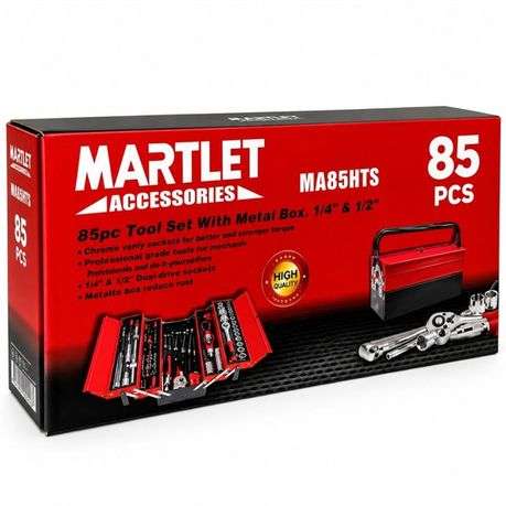 Martlet - 85 Piece Hand Tool Set in Cantilever Metal Box (5-Tray ) - Martlet - 85 Piece Hand Tool...