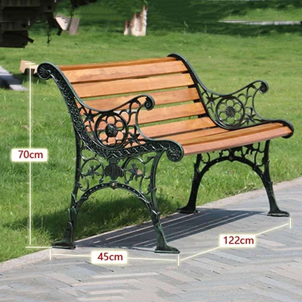 Modern Outdoor Bench with Cast Iron Finishes