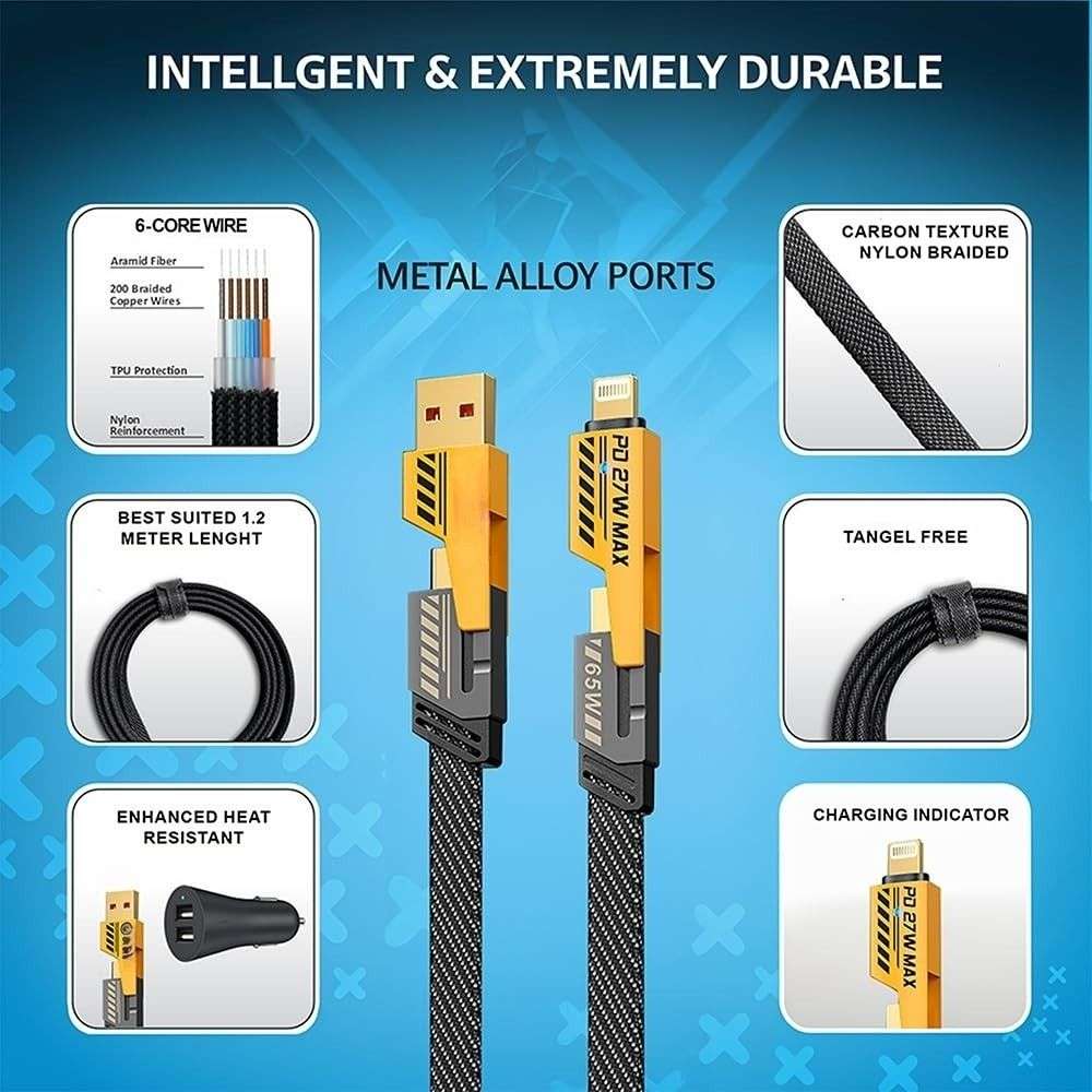 4 in 1 Multi Charging Cable 65W Fast Charging