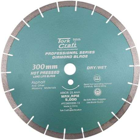 Tork Craft - Diamond Blade (300 x 25.4mm) Asphalt Hot Pressed Segmented Tar - Tork Craft - Diamon...