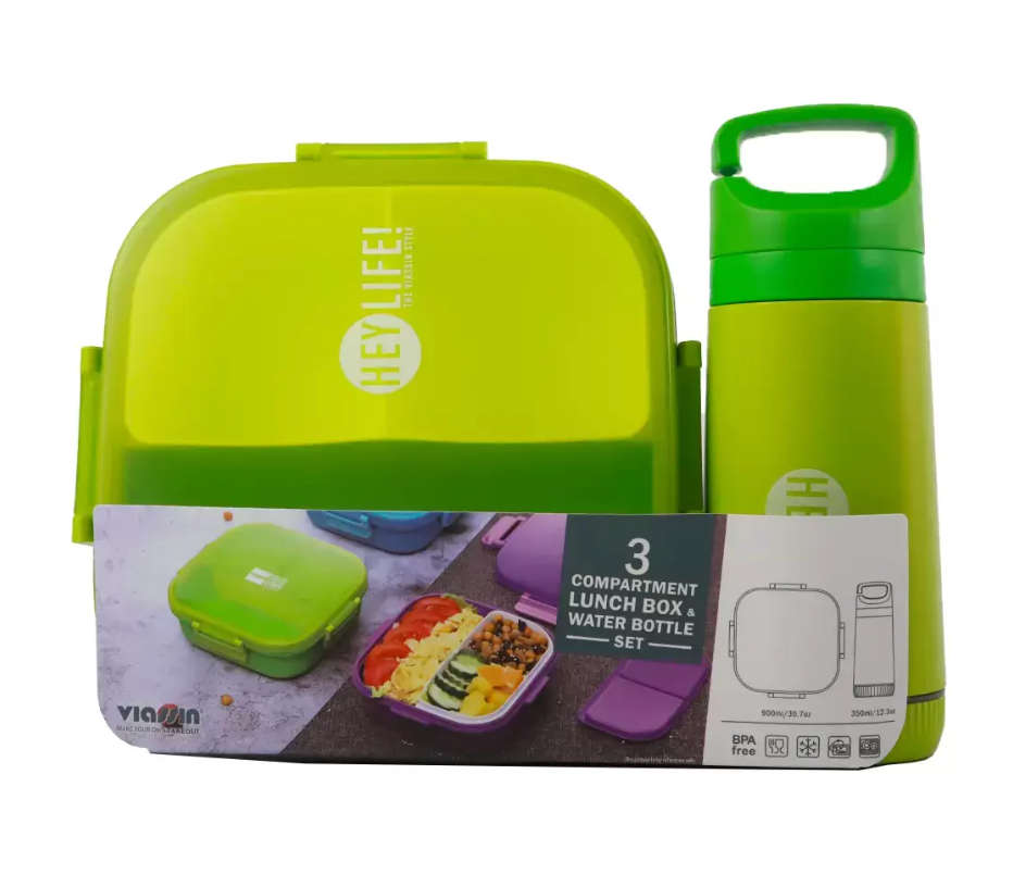 3 Compartment Lunchbox and bottle set