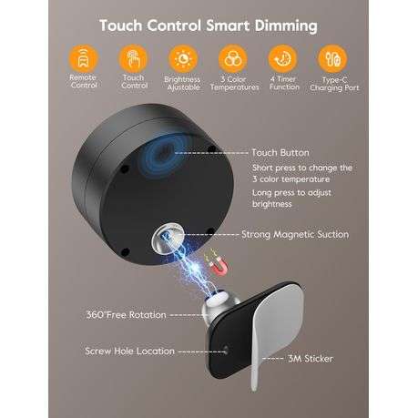 Wall-Mounted 2 Pack LED Magnetic Wall Sconce Lights, USB Rechargeable Light With Remote