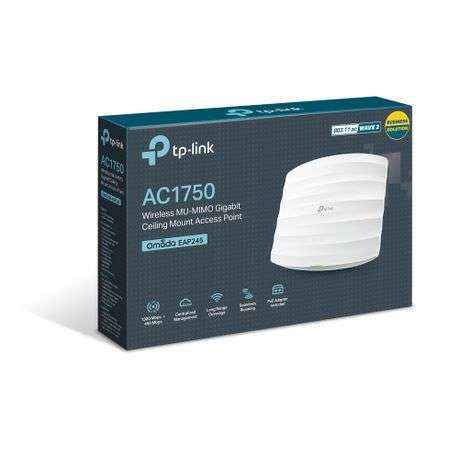 Tp-Link - EAP245 AC1750 Gigabit Ceiling Wi-Fi Access Point with VLANs & PoE+ - Tp-Link - EAP245 A...