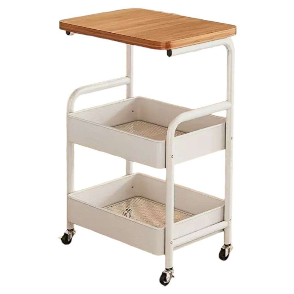 Nordic Moveable Double-Layer Side-Table Storage Trolley