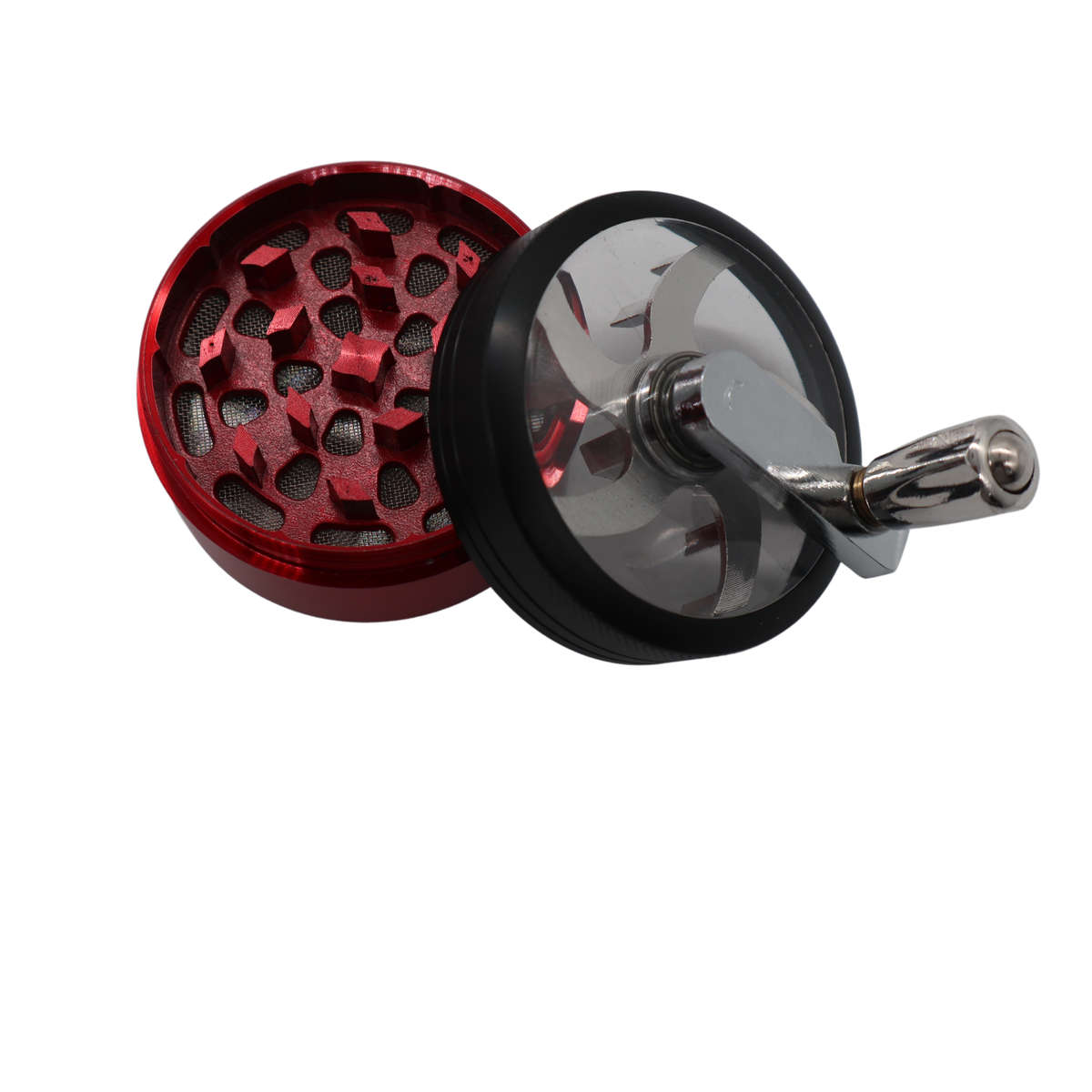 Aluminum Cannabis, Tobacco Grinder with Clear Cover and Handle