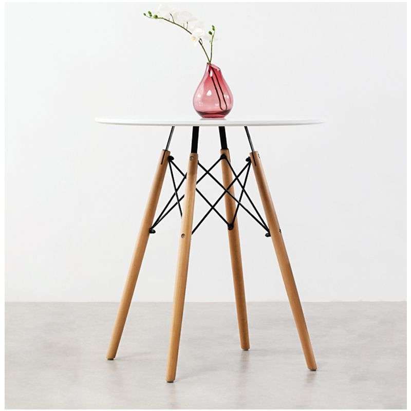 Round Wooden Legs Round Table - T08-80 - White Colour