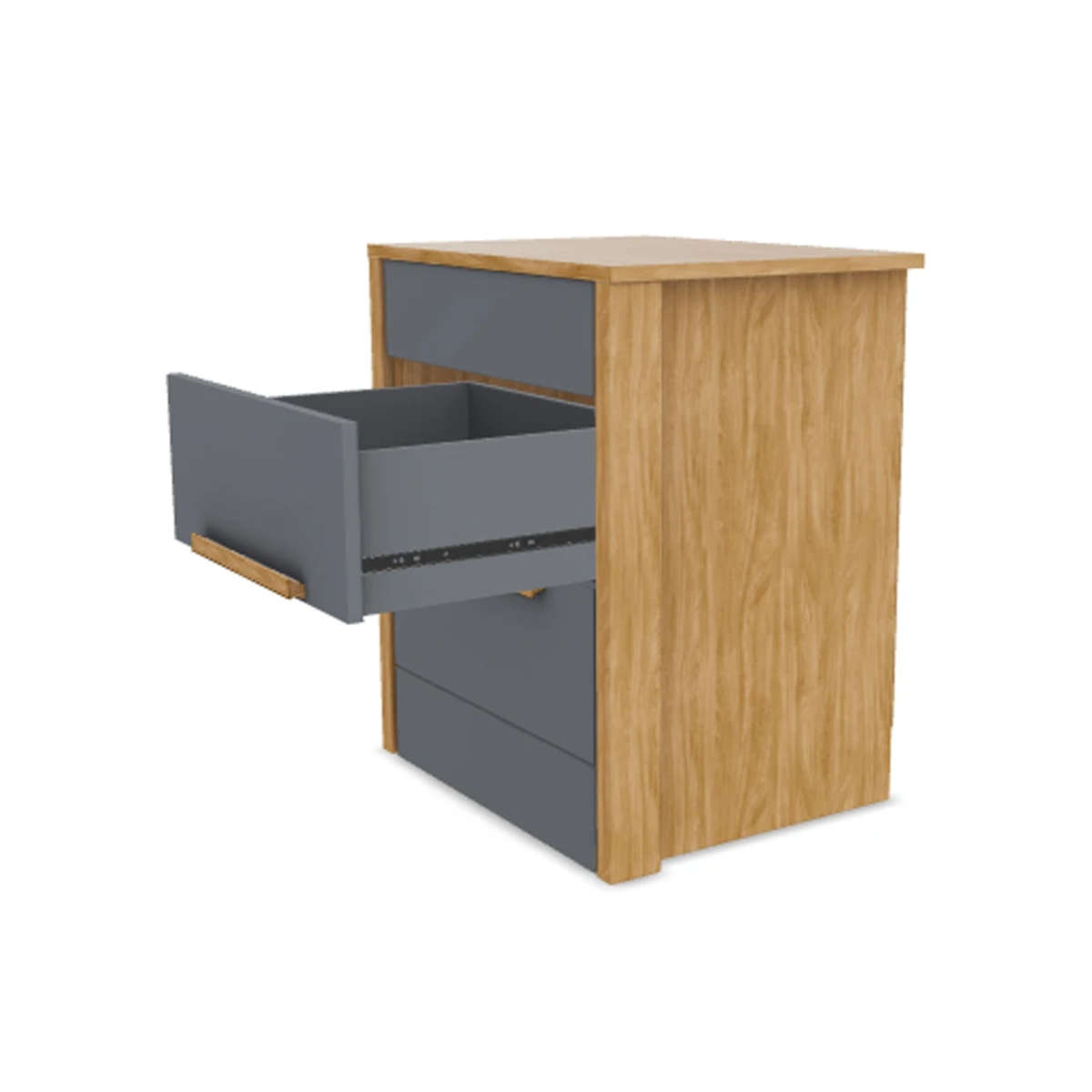 Modern 2 Drawer Bedside Table - Grey