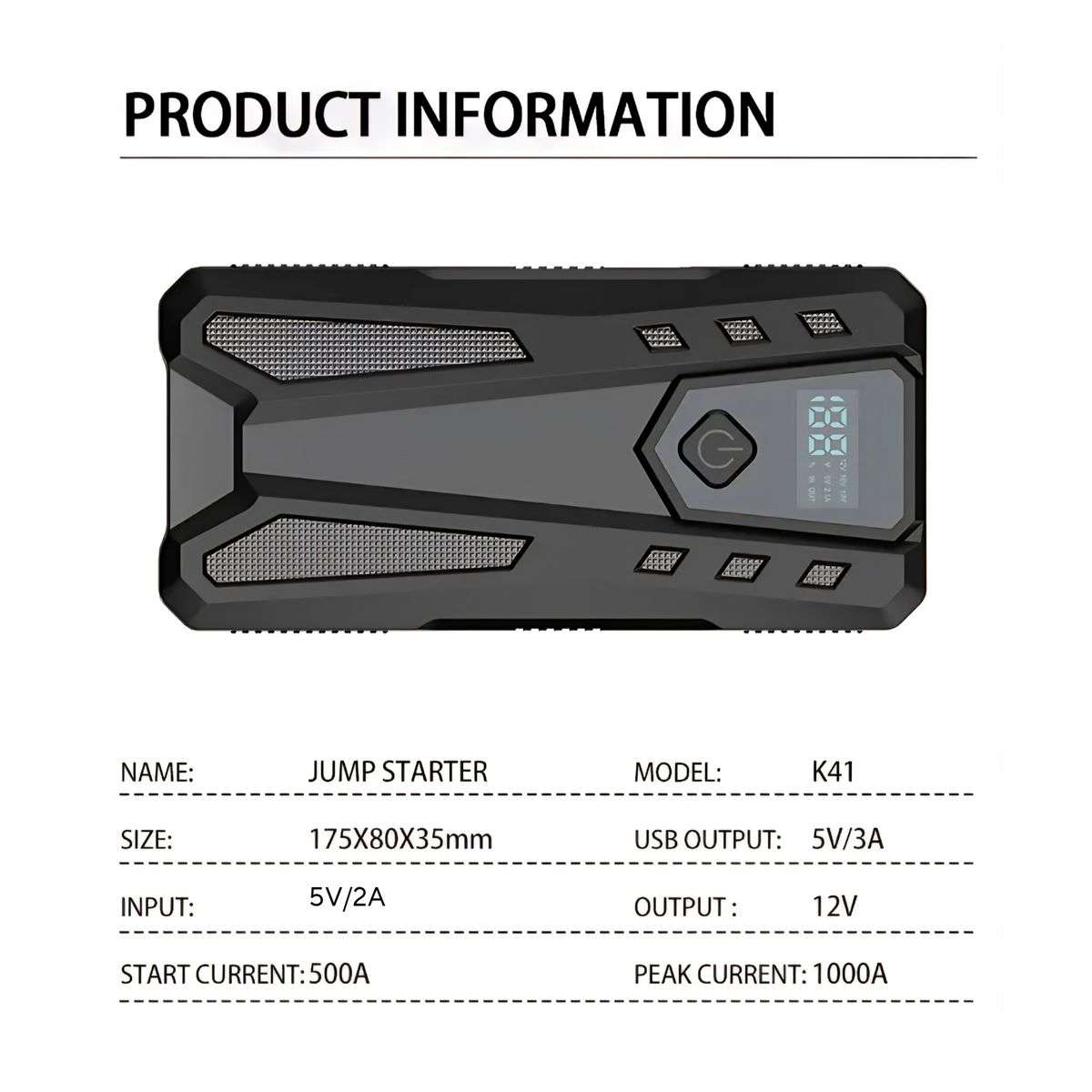 20000Mah 1000A Portable Jump Starter With 12V Air Pump, Carry Case & Gloves(PUMP SWITCH DEFECTIVE)
