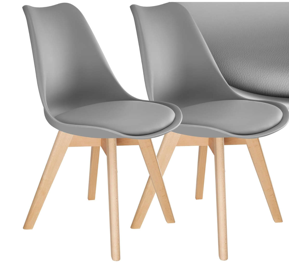 Modern Scandinavian Dining Chair - Grey- 2 Pack