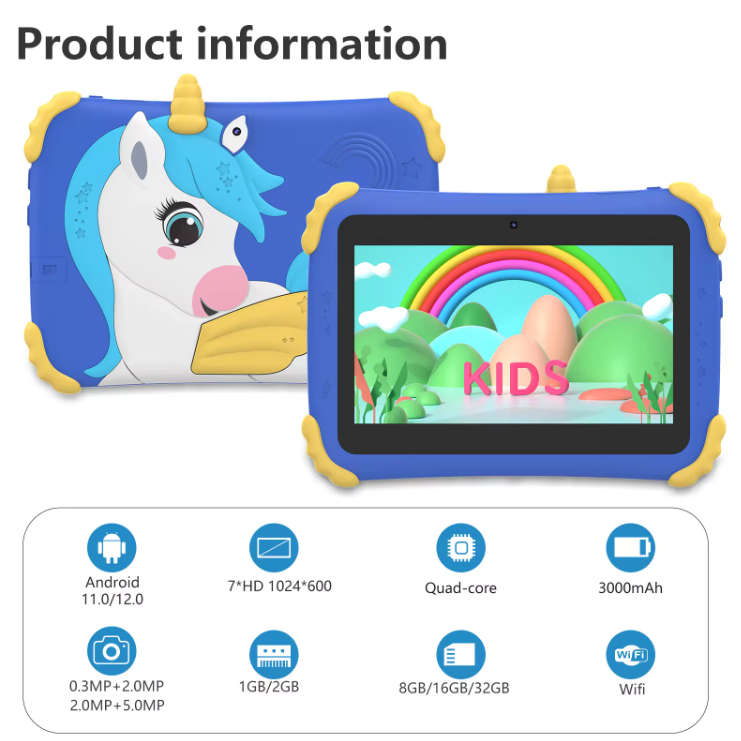 Kids 7" Unicorn Wifi Educational Tablet Kit