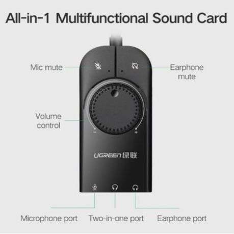 Ugreen - CM129-40964 USB-A to 3.5mm External Stereo Sound Adapter - Black - Ugreen - CM129-40964 ...