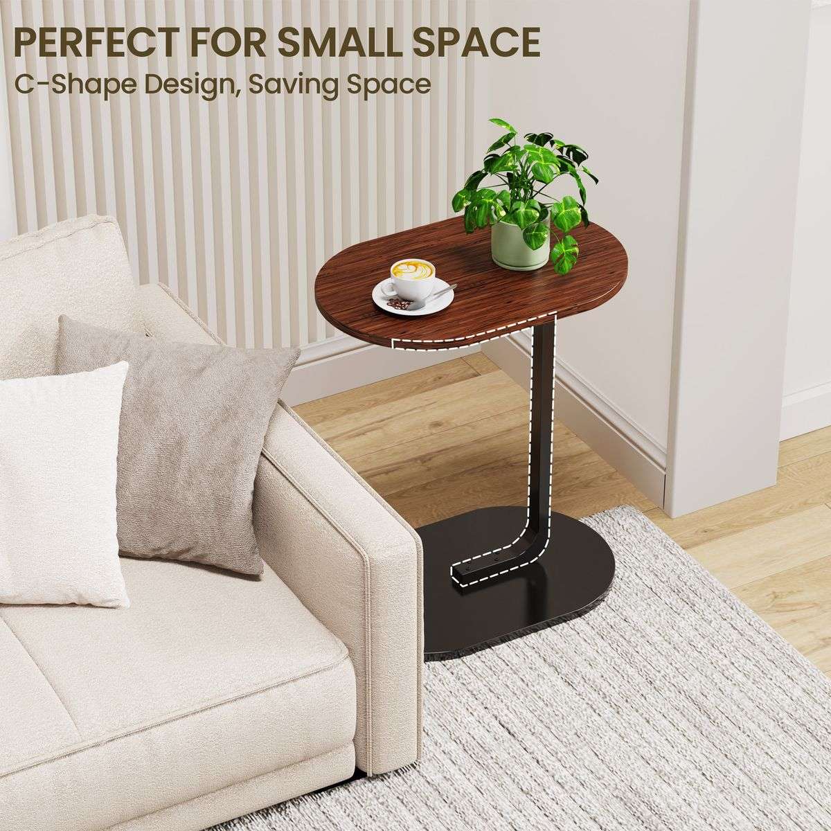 Coffee Table C-Shape Side Table Wooden End Table Couch Table Snack Table
