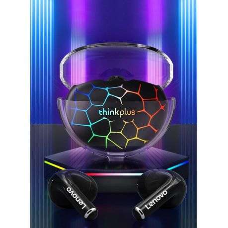 LENOVO - LP80 - RGB Lighting Transparent Design Wireless Earphones - Black