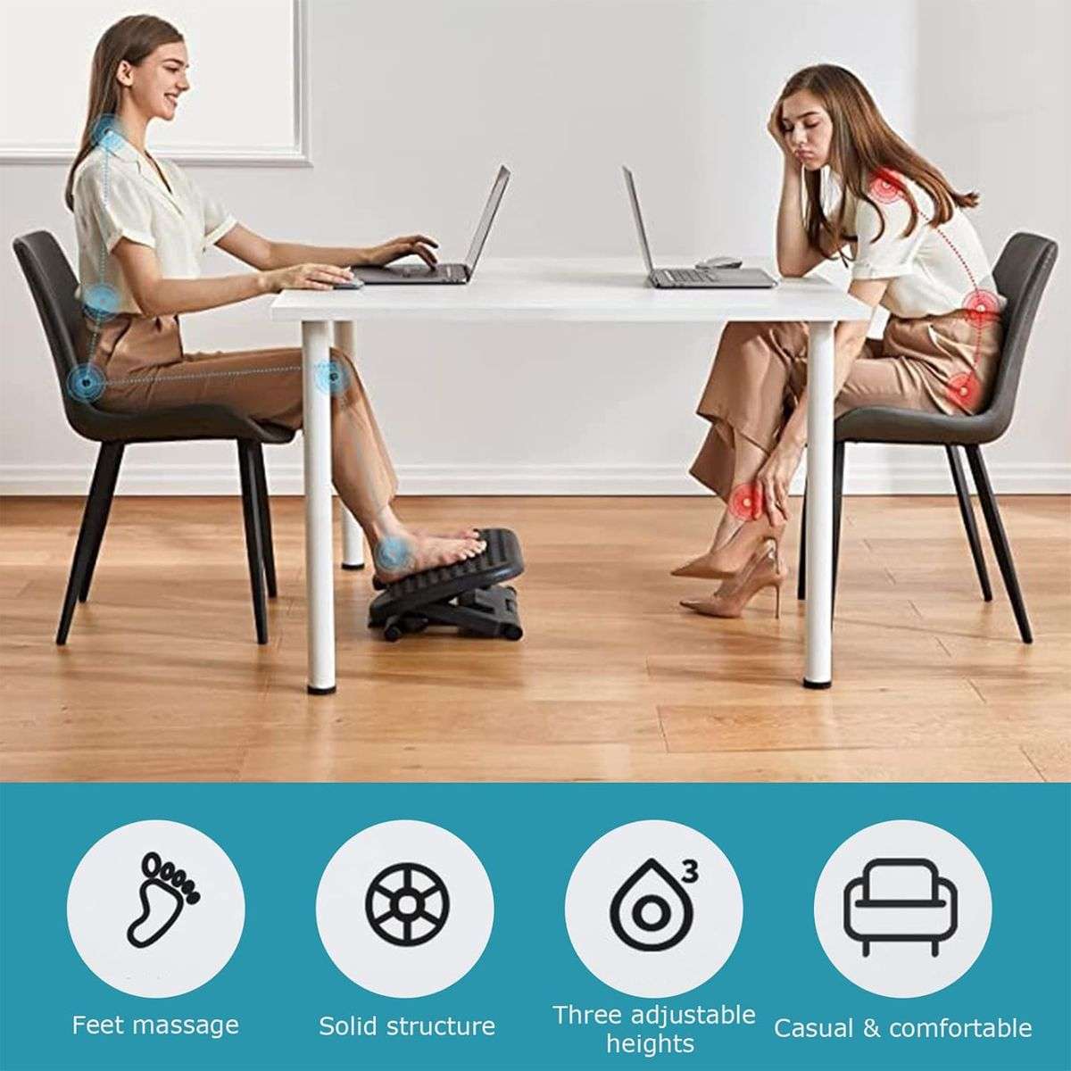 Adjustable Office Under Desk Footrest Black, X-shaped Structure