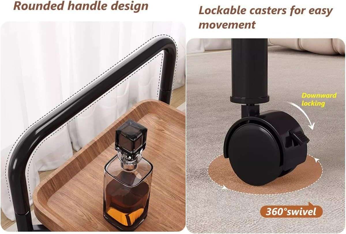 Movable Small Coffee Table 2 Layers Trolley End Table Teardop Shape