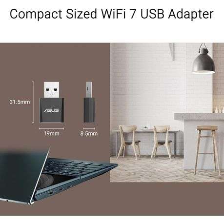 Asus - Tri-band Wi-Fi 7 Nano USB Adapter - Bluetooth Compatible - Asus - Tri-band Wi-Fi 7 Nano US...