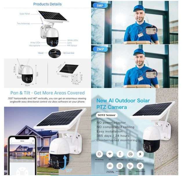 Solar Wifi Camera Outdoor Waterproof HD 5G