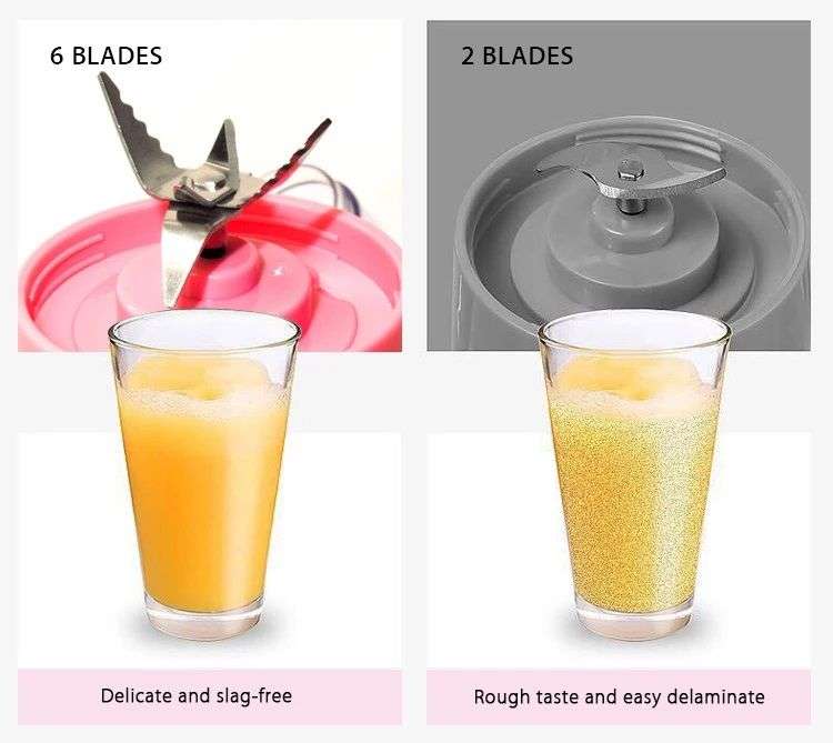 380ml Portable Juicer Blender 6 Blades Rechargeable Fruit Mixing Machine