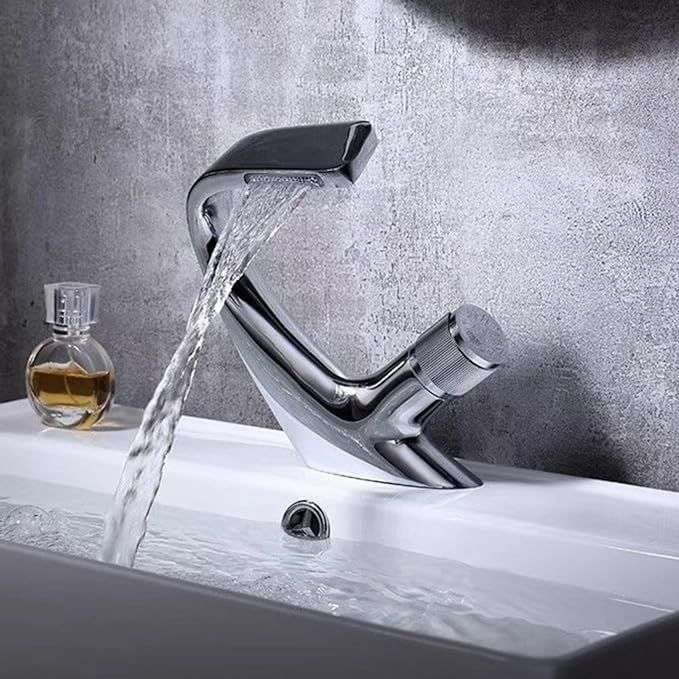 Bathroom wash basin faucet waterfall faucet hot and cold water - Silver