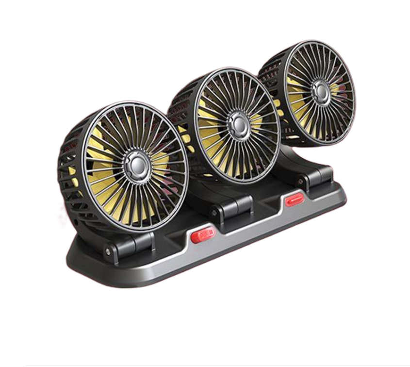 Car Fan 3 Head Fan for SUV - USB/12V/24V Cooling Fan 2 Stage Car Fan-Black