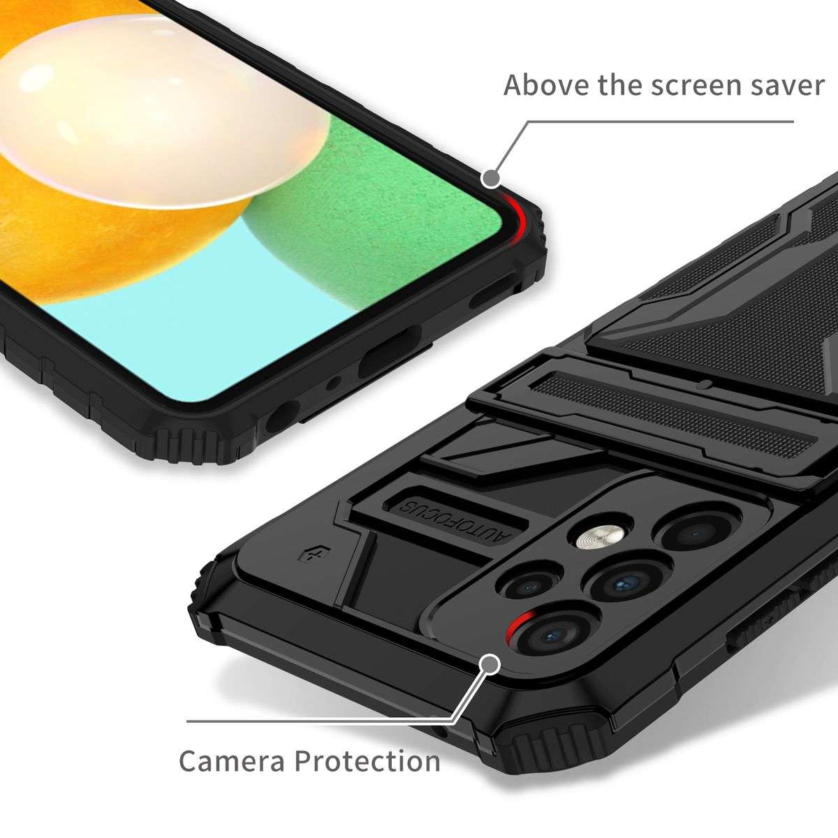 Sliding Hidden Wallet Kickstand Shockproof Heavy Duty Protective Case For Samsung A52
