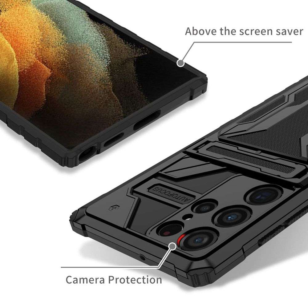 Sliding Hidden Wallet Kickstand Shockproof Protective Case For Samsung S22 Ultra S22Ultra