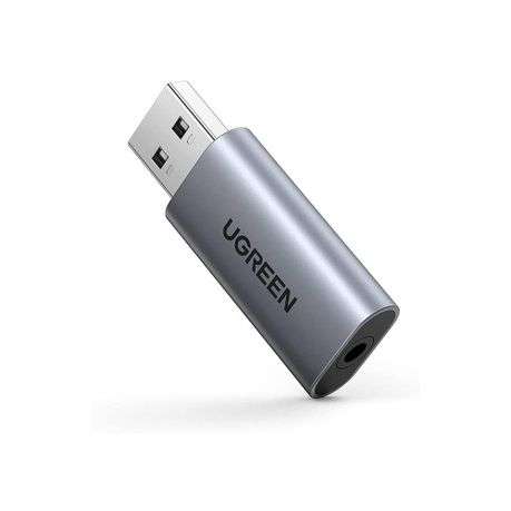 Ugreen - CM383-80864 USB-A to 3.5mm Audio Jack External Sound Adapter - Silver - Ugreen - CM383-8...