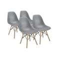 Dining Chairs - Wooden Leg - Four Pack - Grey Colour
