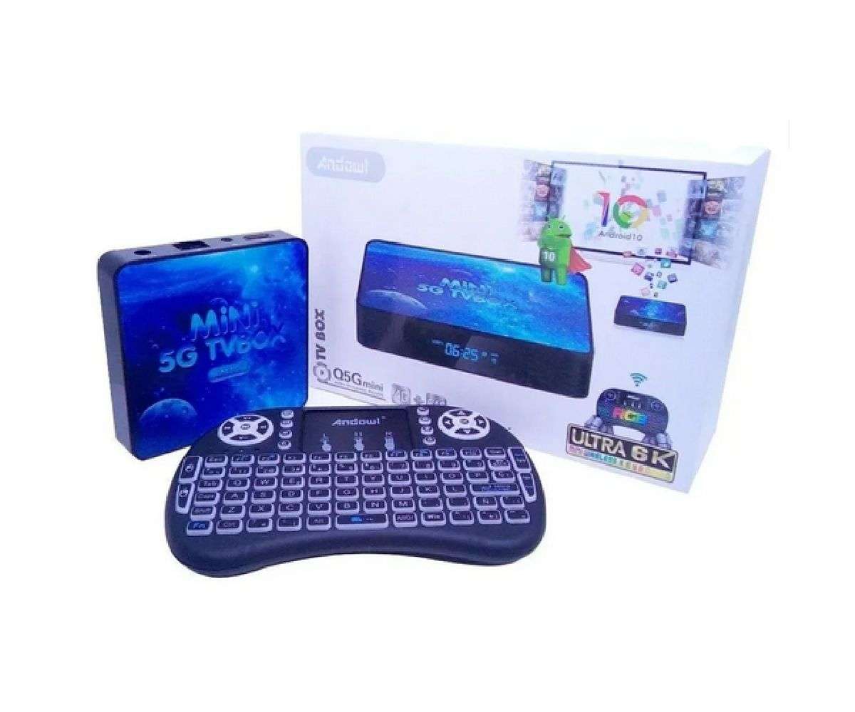Andowl Q5G Mini 6K UHD Android 13 TV Box - WITH RGB Wireless Keyboard