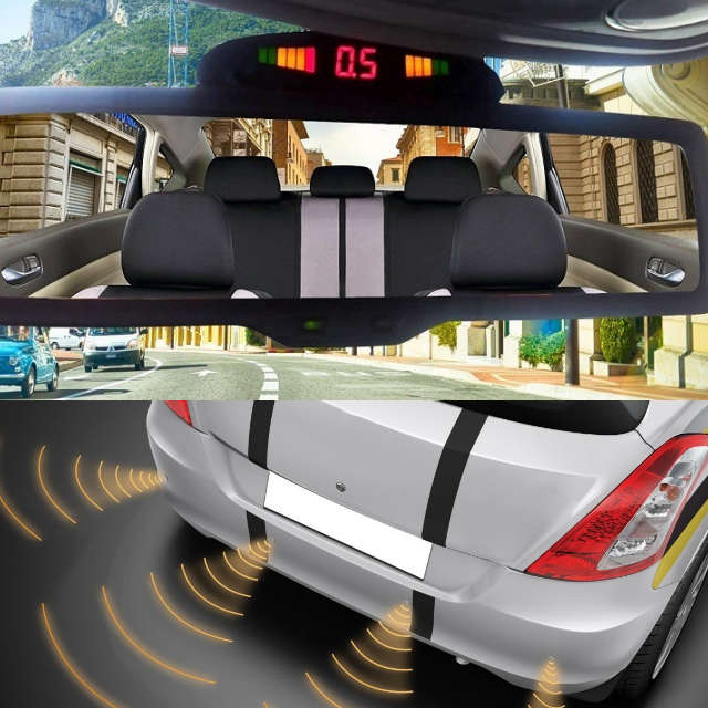 Car Parking Sensor Reverse Backup System With 4 Sensors