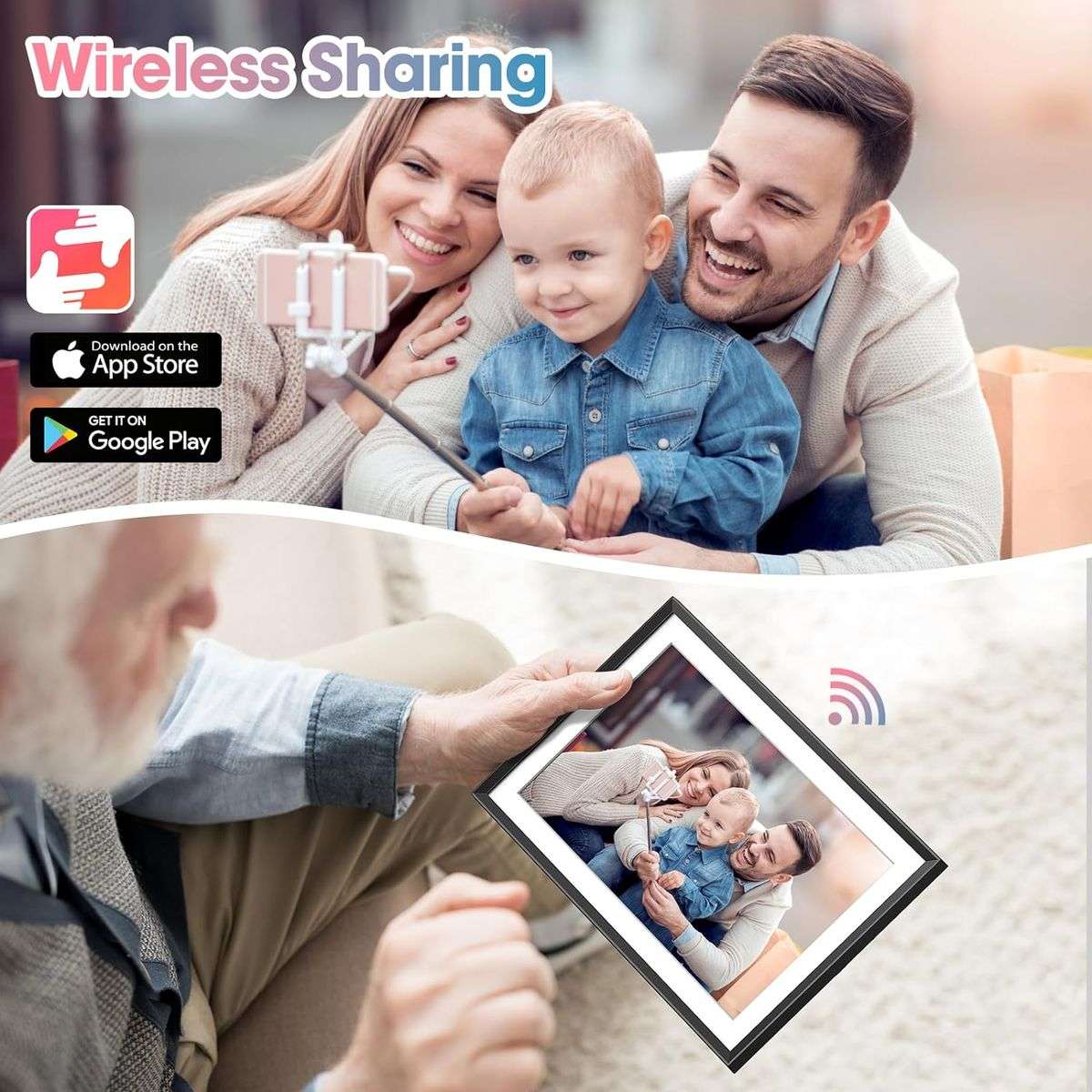 BezosMax 10.1 Inch WiFi Digital Frame 32GB 1280x800 TouchScreen Photo