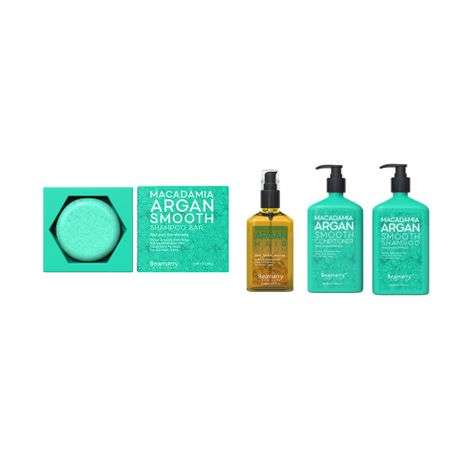 Beamarry Macadamia Argan Smooth Set with Shampoo Bar and Hair Serum
