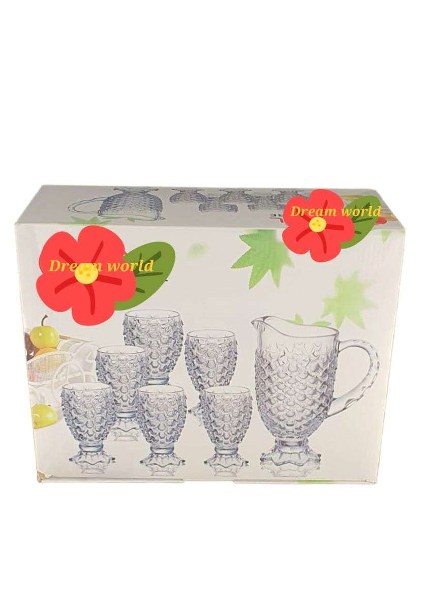 7 Piece Pineapple Design Water Set - Clear