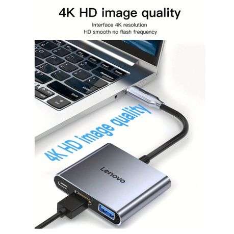 LENOVO - High-Speed Aluminum Alloy USB Hub - Grey