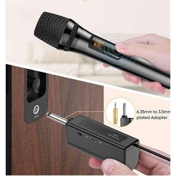 2Pc Wireless Handheld Microphone Set With Rechargeable Receiver & Batteries
