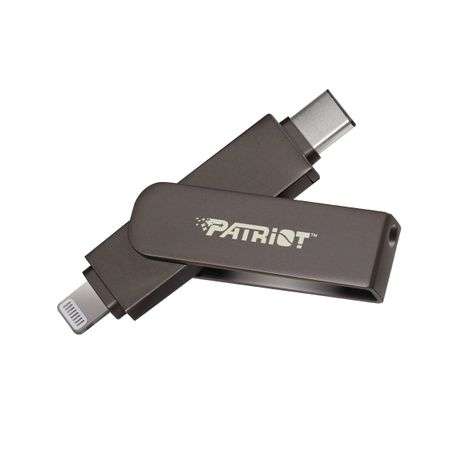 Patriot - iLuxe Stick C 256GB USB 3.2 GEN 1 Type C + Lightning Flash Drive - Black - Patriot - iL...
