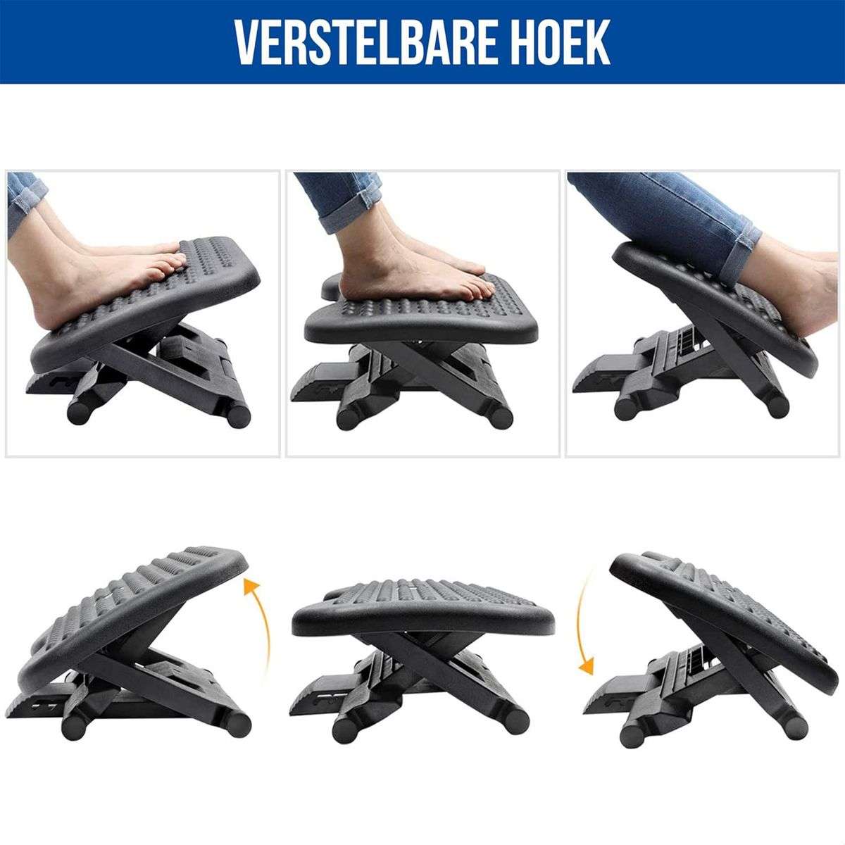 Adjustable Office Under Desk Footrest Black, X-shaped Structure