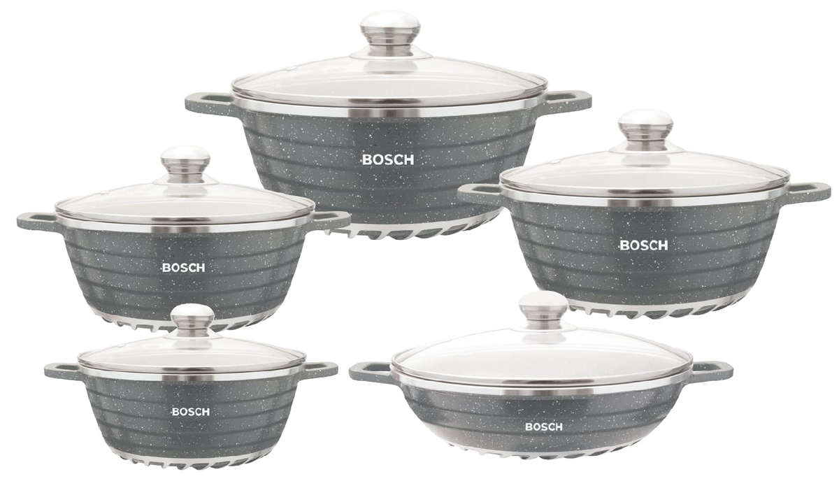 Aluminum Efficiency Non-Stick Induction10 Pot Set - Grey