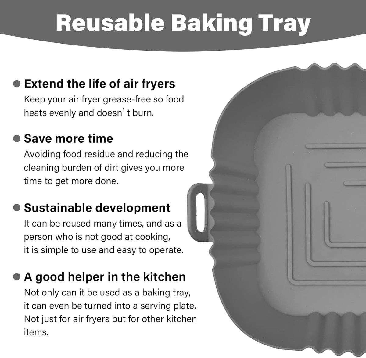 20cm Square Silicone Air Fryer Liner - Set of 2