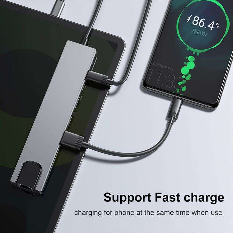 Multi-functional 8-in-1 USB-C Adapter Hub Docking Station -Type C Interface