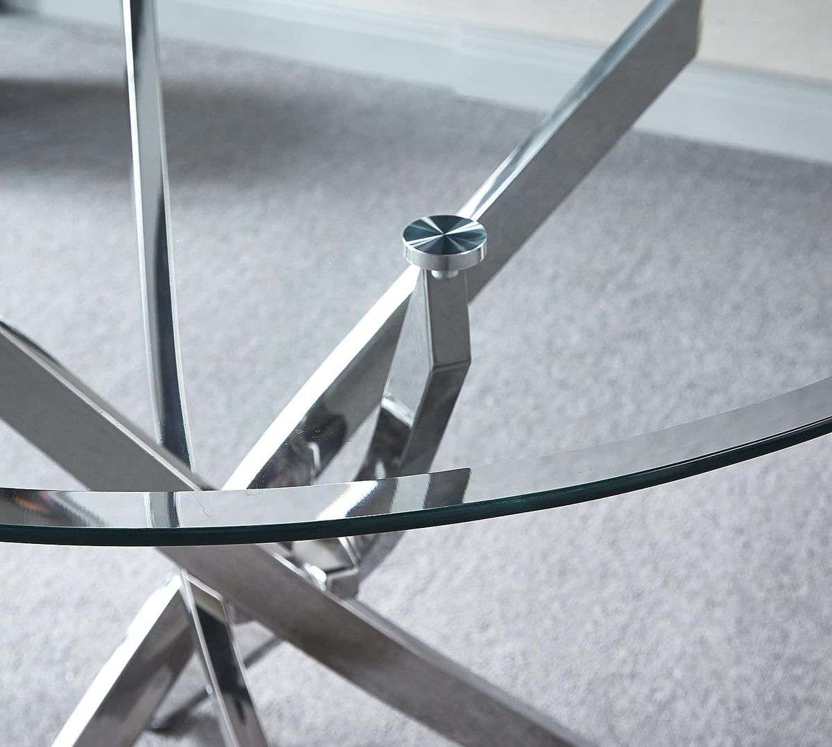 Modern Round Glass Dining Table- Transparent