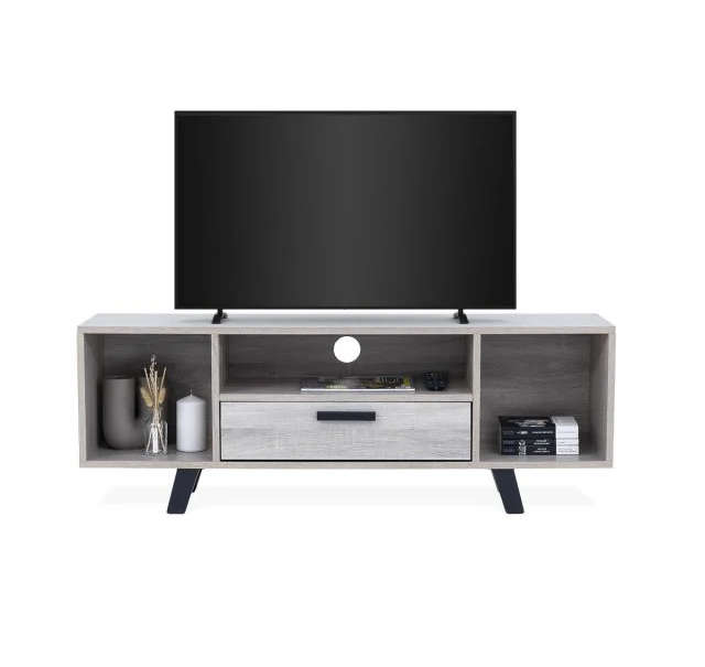 Modern TV Unit with Hinged Storage Door & Open Shelves - MDF Superwood -Napa
