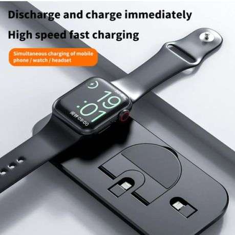 Multi-Function 3-in-1 Wireless Charging Dock Station - Black