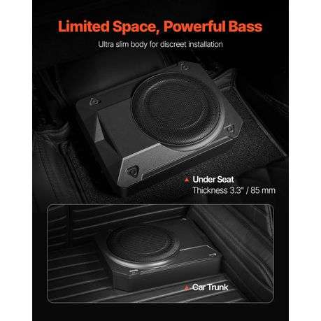 Compact Aluminum Underseat Active Car Subwoofer