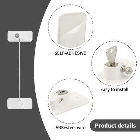 Self-Adhesive Window Security Locks with Screws & Keys - 2 Pack