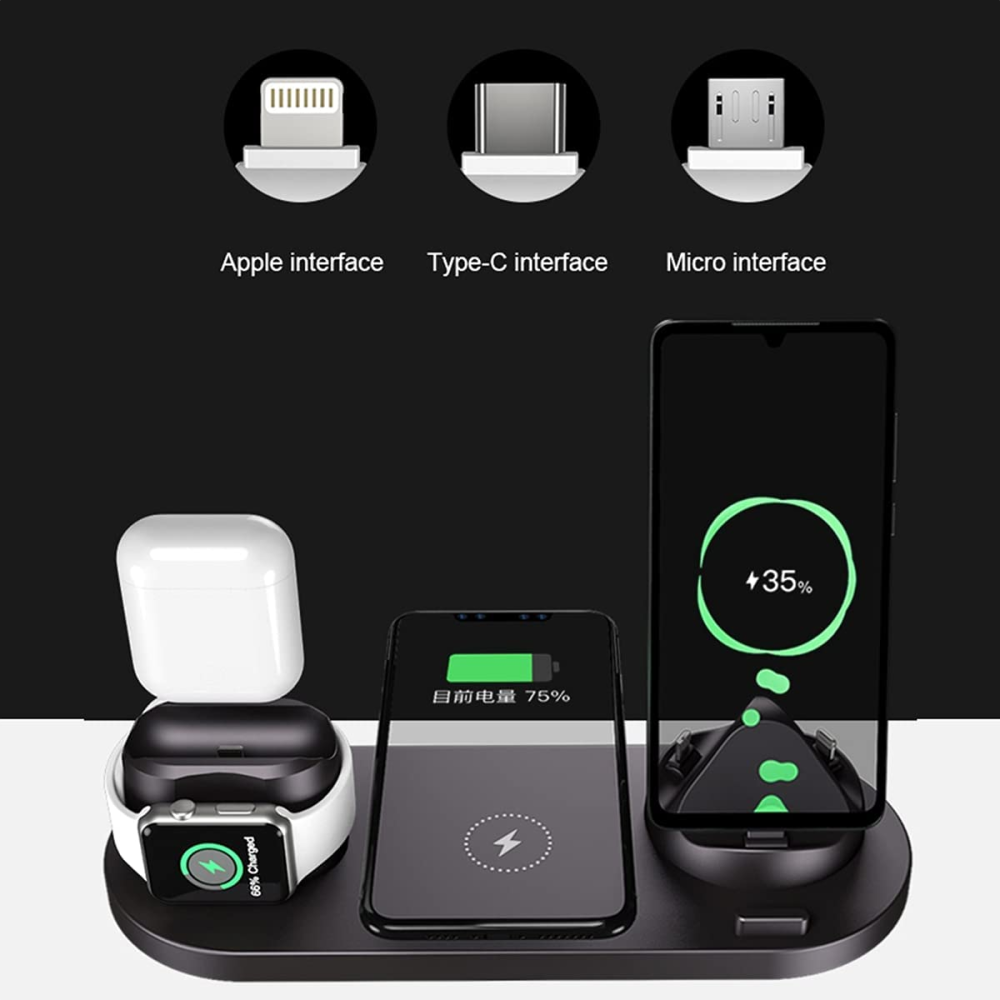 6 in 1 Multi-Function Charging stand for iPhone, Apple Watch, Airpods