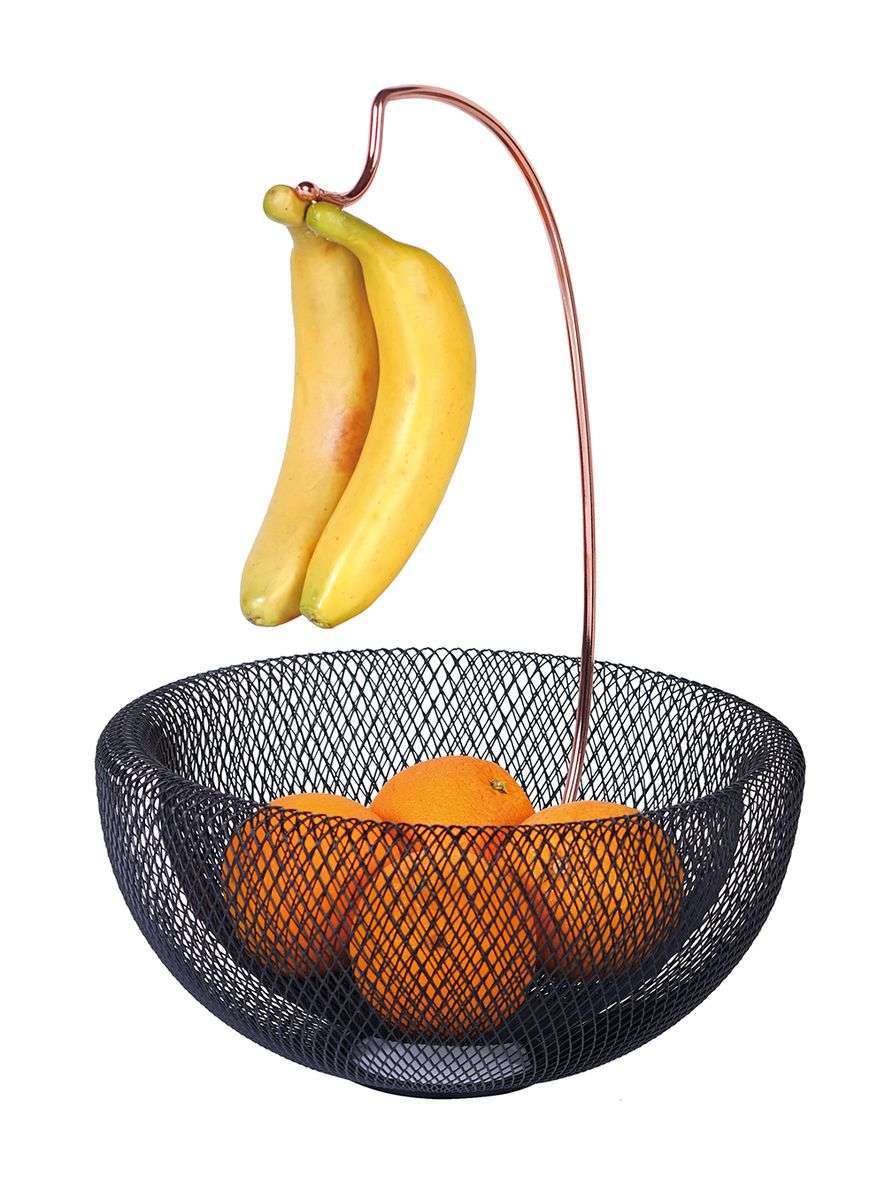 Berlinger Haus 29cm Fruit Basket with Banana Holder - Black Rose Collection (SKEWED)