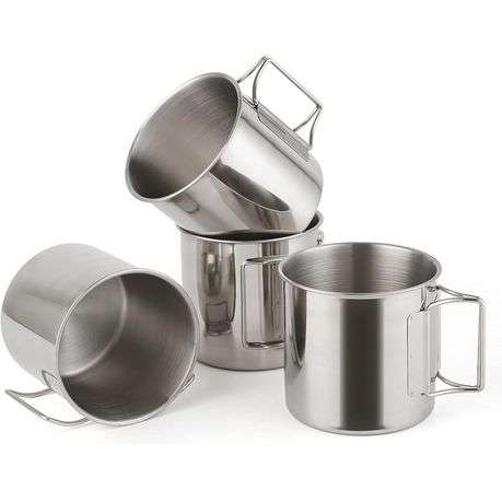 4 Piece 250ml Camping Mugs with Folding Handle Set - FX-8886-F