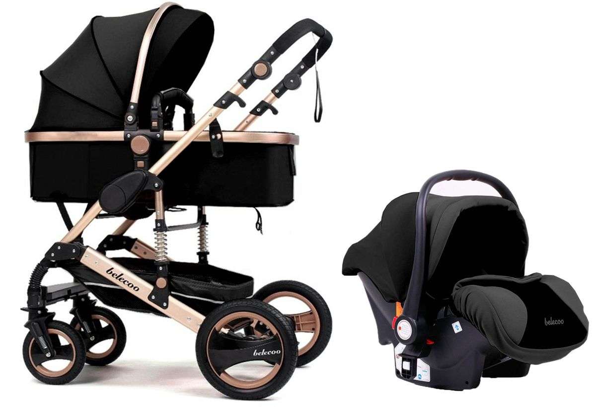 3 in 1 Baby Stroller Belecoo Limited Addition Luxury Stroller - Black